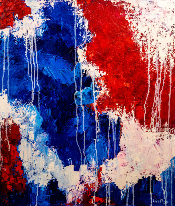 Painting titled "FRANCE abstract pai…" by Larisa Chigirina, Original Artwork, Oil Mounted on Wood Stretcher frame