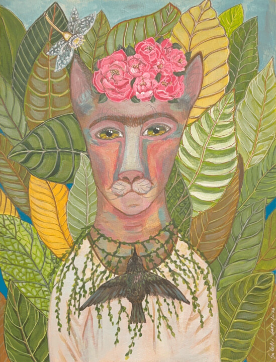 Schilderij getiteld "Frida Catto" door Larisa Galetii, Origineel Kunstwerk, Acryl