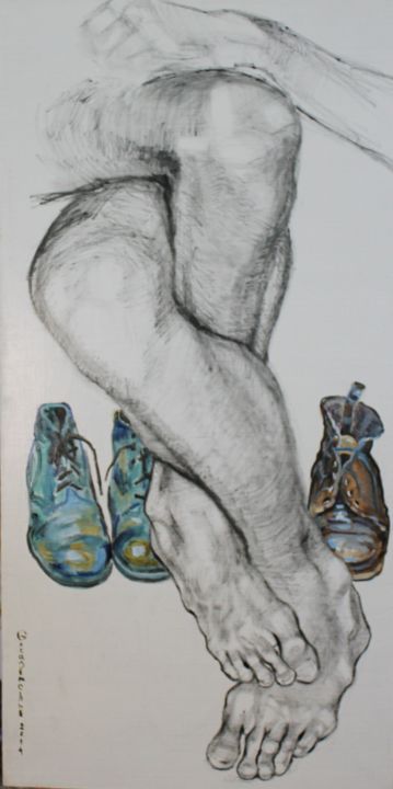 Painting titled "Shoes" by Larisa Gerasimchuk, Original Artwork, Oil
