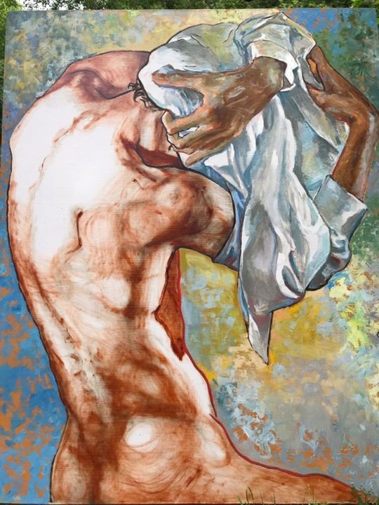 Картина под названием "Рубашка" - Larisa Gerasimchuk, Подлинное произведение искусства, Масло