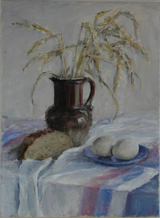 Картина под названием "Колоски" - Лариса Корзникова, Подлинное произведение искусства, Масло