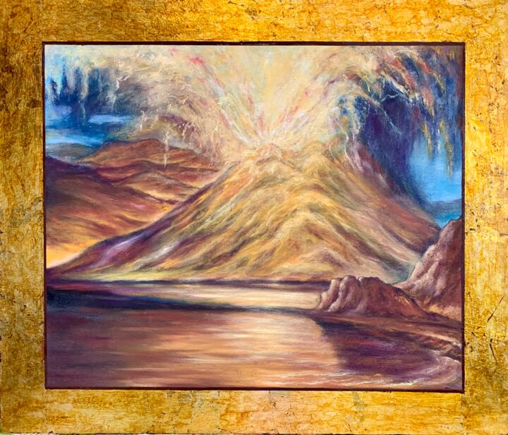 Картина под названием "Mountain painting -…" - Larisa Lavrova, Подлинное произведение искусства, Масло Установлен на Деревян…