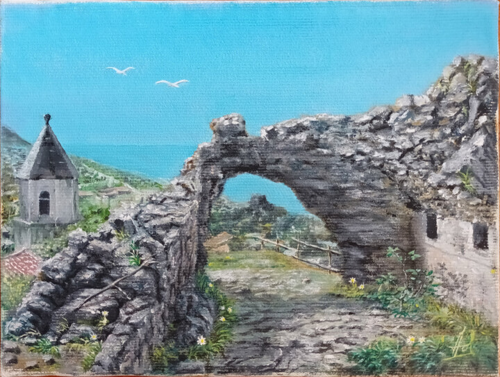 Painting titled "Italia.Vecchia città" by Larisa Leontjeva, Original Artwork, Oil
