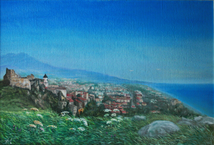 Painting titled "Italia.Scalea" by Larisa Leontjeva, Original Artwork, Oil