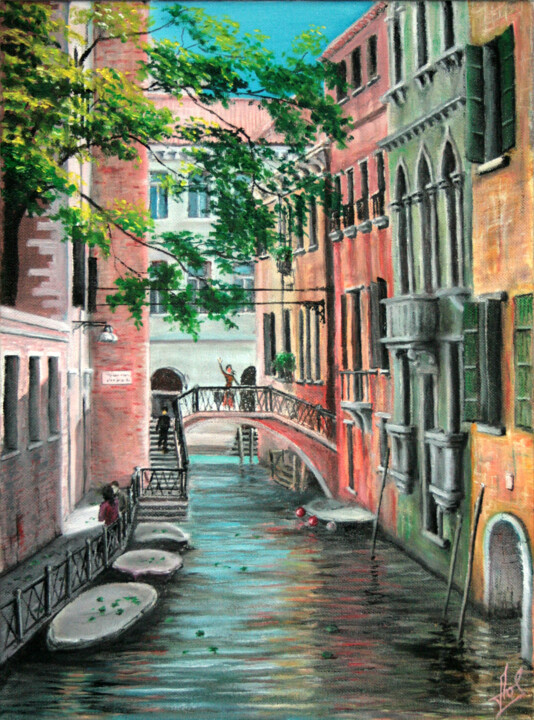 Malerei mit dem Titel "Venice" von Larisa Leontjeva, Original-Kunstwerk, Öl