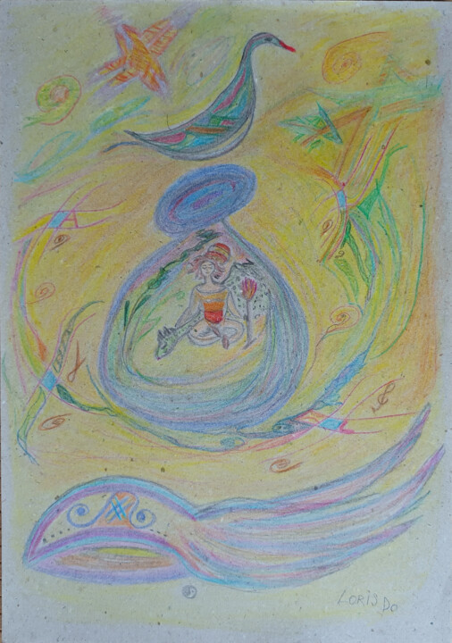 Drawing titled "Meditation Travel I…" by Larisa Leontjeva, Original Artwork, Conté
