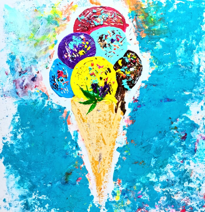 Peinture intitulée "Ice Cream Painting…" par Larisa Raevskaia, Œuvre d'art originale, Acrylique
