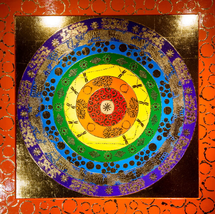 Sculpture intitulée "Mandala paint" par Larisa Ruy, Œuvre d'art originale, Acrylique