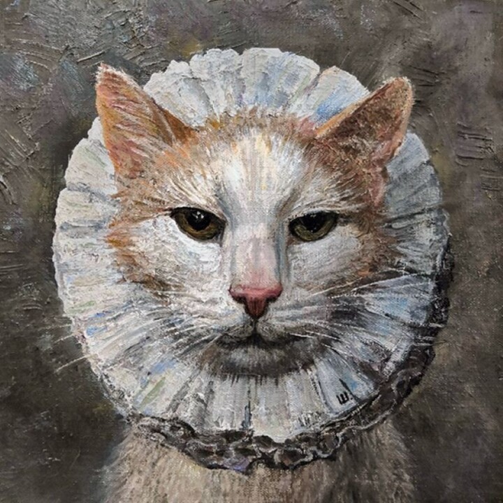 Schilderij getiteld "The best cat in the…" door Larisa Semakova, Origineel Kunstwerk, Olie