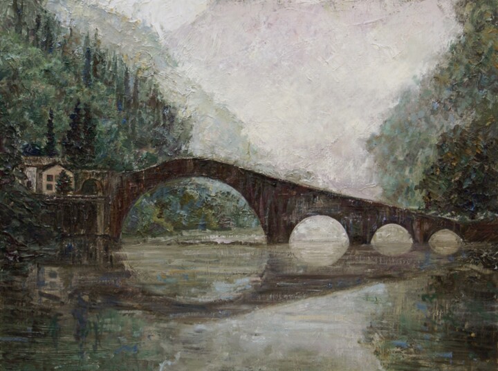 Painting titled "Devil's Bridge" by Larisa Semakova, Original Artwork, Oil