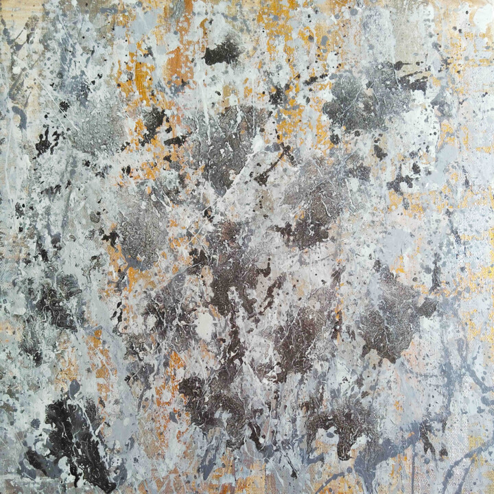 Painting titled "Gray and gold dream" by Larisa Siverina, Original Artwork, Acrylic