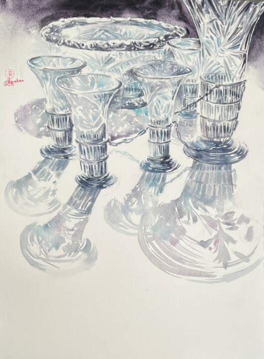 「Antique glass#3」というタイトルの絵画 Larissa Rogachevaによって, オリジナルのアートワーク, 水彩画