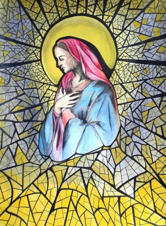 Pintura intitulada "Santa Maria" por Larissa Lima, Obras de arte originais, Tinta