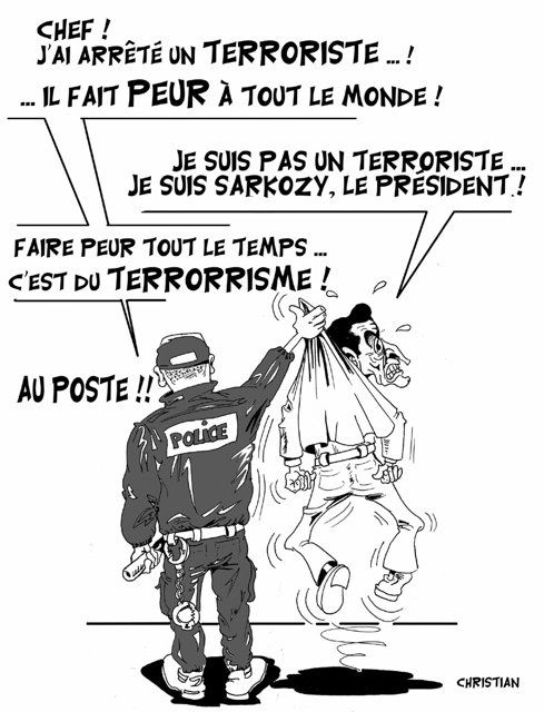 Drawing titled "Terrorisme ?" by L'Indien, Original Artwork