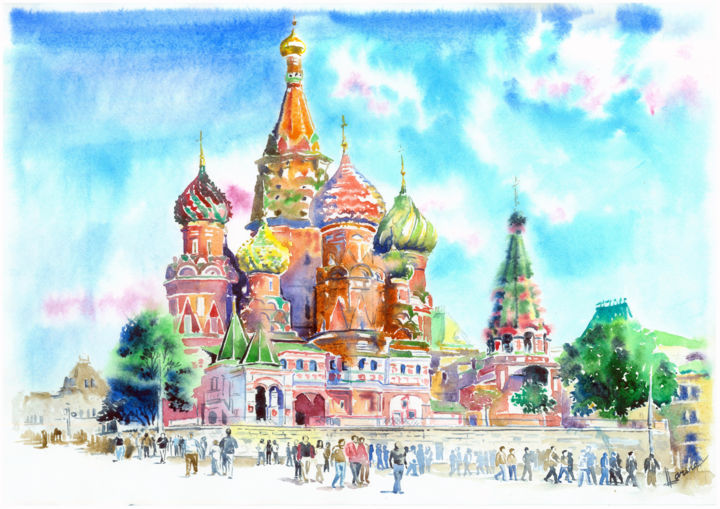 绘画 标题为“St Basil Cathedral” 由Olga Larina, 原创艺术品, 水彩