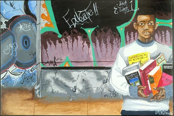 Painting titled "Street Knowledge" by Ronald Randolph Jr, Original Artwork, Oil