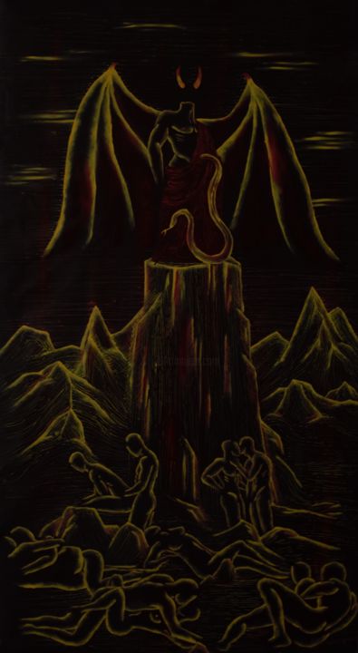 Peinture intitulée "L'Enfer" par Benjamin Larroche, Œuvre d'art originale, Huile Monté sur Châssis