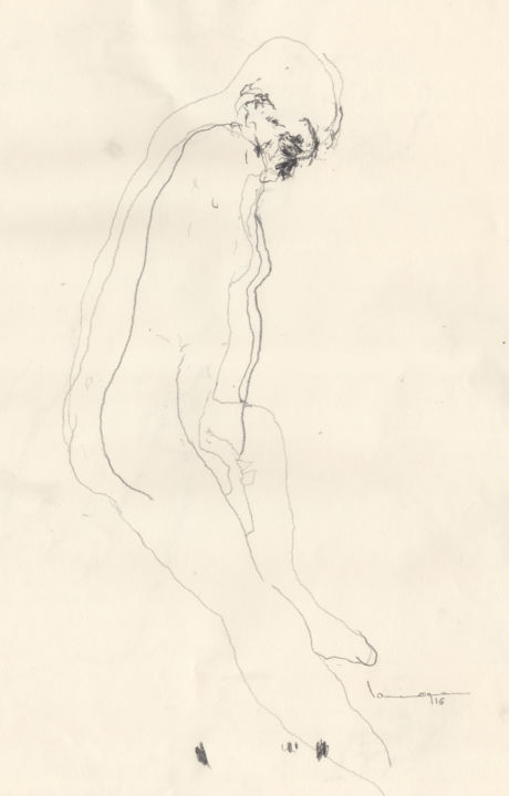 图画 标题为“Nude Study” 由Guillaume Larroque, 原创艺术品, 木炭