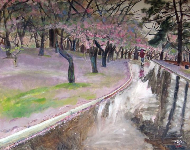 Painting titled "High Park Cherry Tr…" by Herscovitch Larry, Original Artwork, Oil