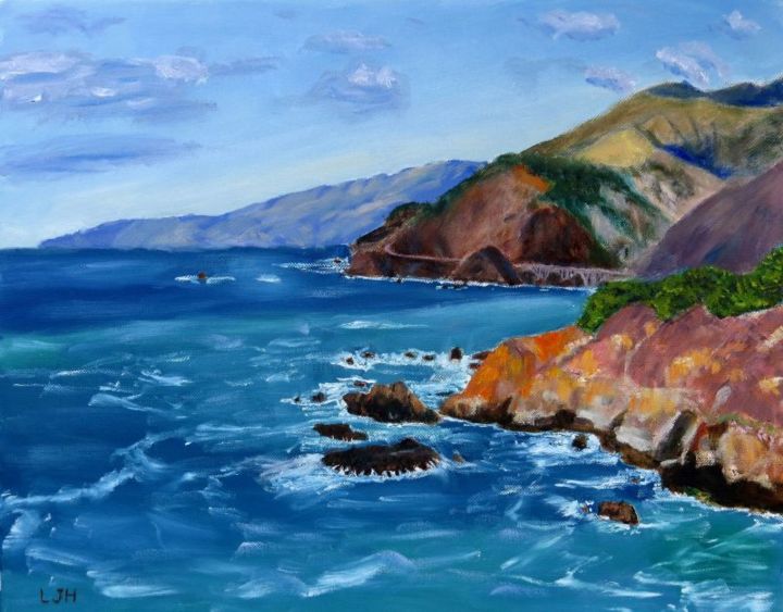 Pintura intitulada "Rocky Coast" por Herscovitch Larry, Obras de arte originais, Óleo