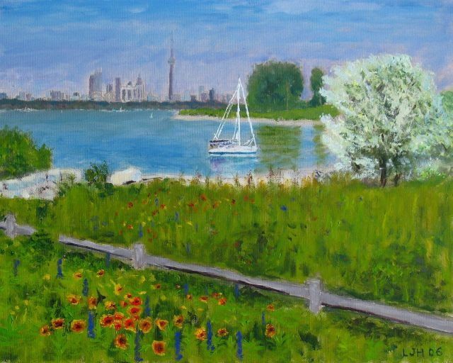 Ζωγραφική με τίτλο "East Humber Bay Park" από Herscovitch Larry, Αυθεντικά έργα τέχνης, Λάδι