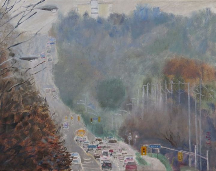 「Steeles Avenue East」というタイトルの絵画 Herscovitch Larryによって, オリジナルのアートワーク, オイル