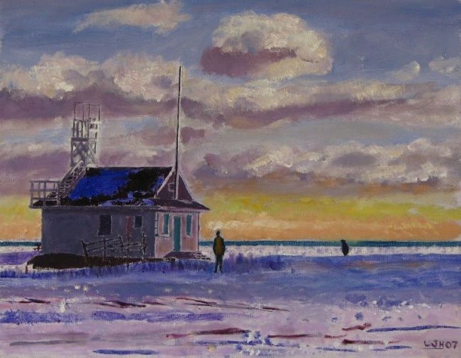 Painting titled "Cherry Beach Sunset" by Herscovitch Larry, Original Artwork, Oil