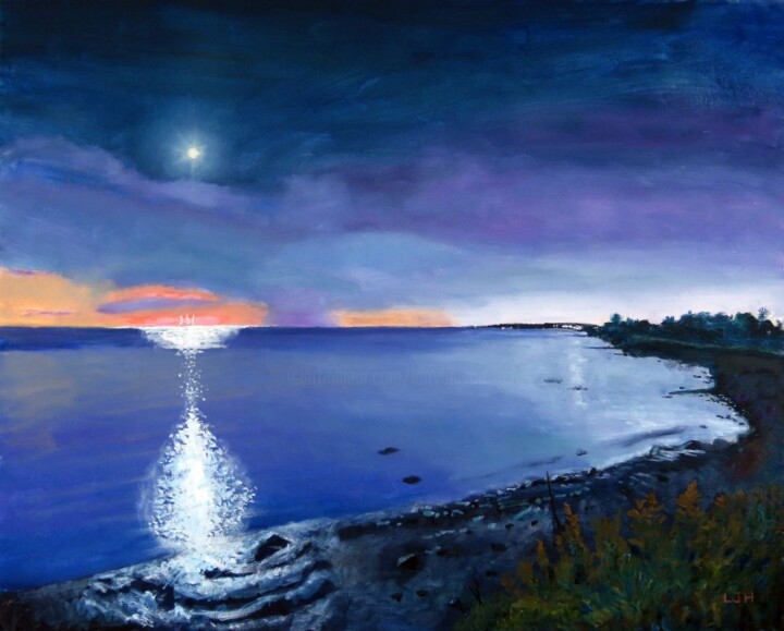 Malerei mit dem Titel "Moonlit Thunderstorm" von Herscovitch Larry, Original-Kunstwerk, Öl