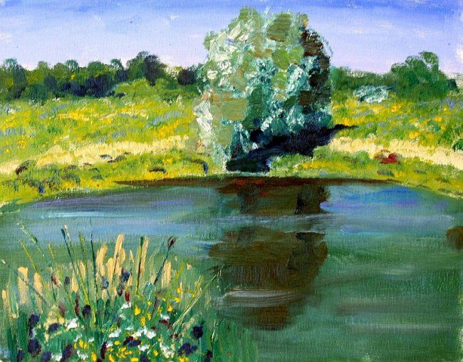 Ζωγραφική με τίτλο "Rouge Valley Pond" από Herscovitch Larry, Αυθεντικά έργα τέχνης, Λάδι