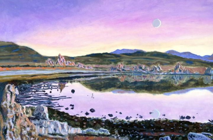 Pintura titulada "Mono Lake Reflectio…" por Herscovitch Larry, Obra de arte original, Oleo