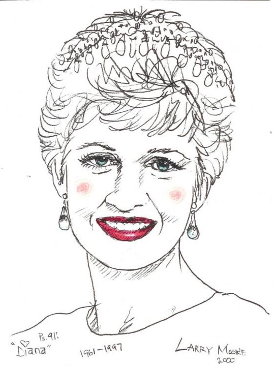 Drawing titled "Princess Diana #2" by Mississippi Artist Larry Moore, Original Artwork