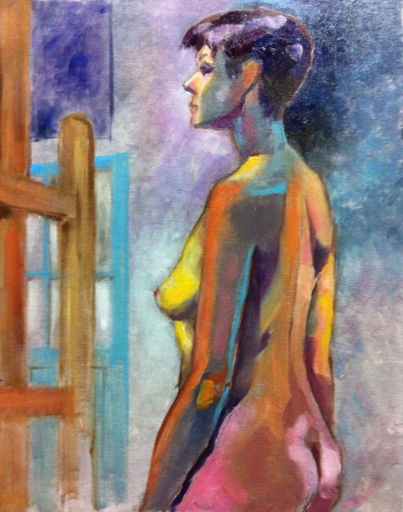 Painting titled "Modèle fauve" by Laurent Maunoury, Original Artwork, Oil