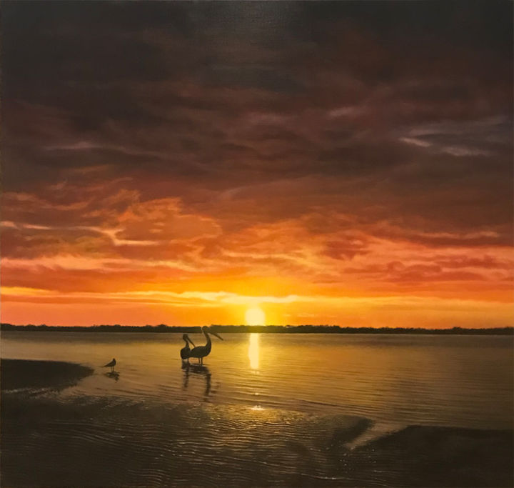 Painting titled "Golden Hour" by Lars Vester, Original Artwork, Oil