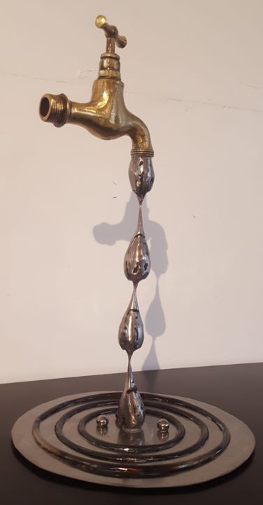 Sculpture titled "Goutte à goutte" by L'Artelier De Tarbes, Original Artwork, Metals