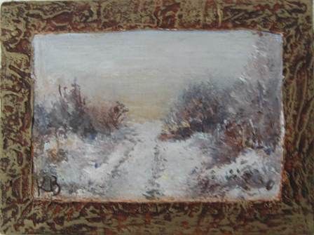 Peinture intitulée "Miniature d'hiver" par K. Bizou, Œuvre d'art originale
