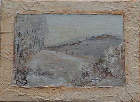 Peinture intitulée "Miniature d'hiver" par K. Bizou, Œuvre d'art originale,