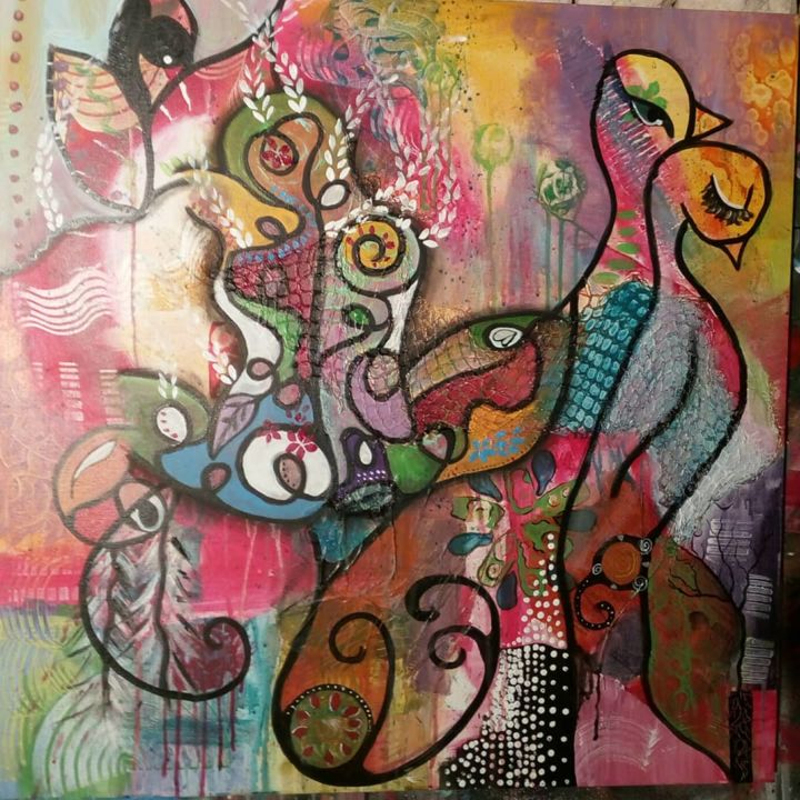 Painting titled "Inspiration" by Celine Broussard, Original Artwork, Acrylic