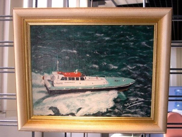Painting titled "BATEAU PILOTE" by Lauriane Laruelle, Original Artwork, Other
