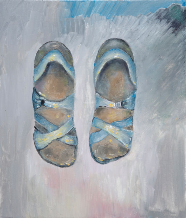 Painting titled "Sandals on dust" by Larysa Jaromska, Original Artwork