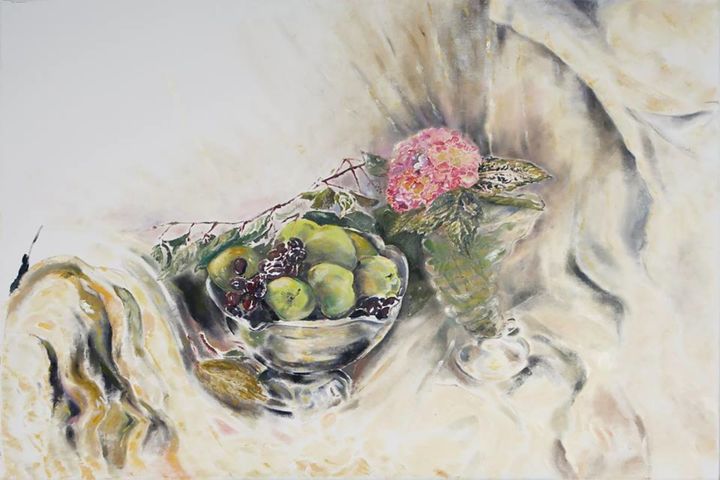 Painting titled "Summer  fruits" by Larysa Jaromska, Original Artwork, Oil