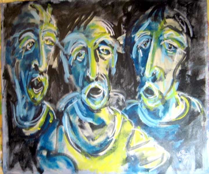 Painting titled "Comparses" by La Salle, Original Artwork, Oil