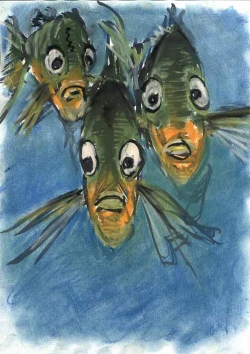 Peinture intitulée "La Gang de Fish 2" par La Salle, Œuvre d'art originale, Huile