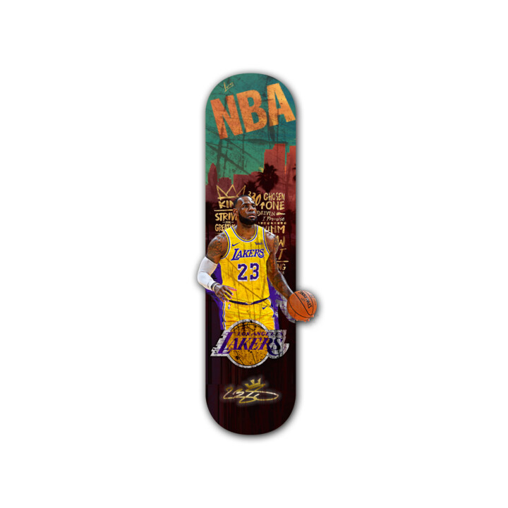 Digital Arts titled "Skateboard Lakers" by Lascaz, Original Artwork, Digital Print
