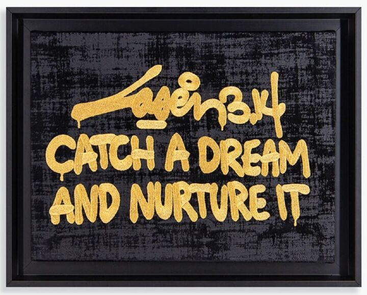 Arte tessile intitolato "Catch A Dream And N…" da Laser 3.14, Opera d'arte originale, Ricamo