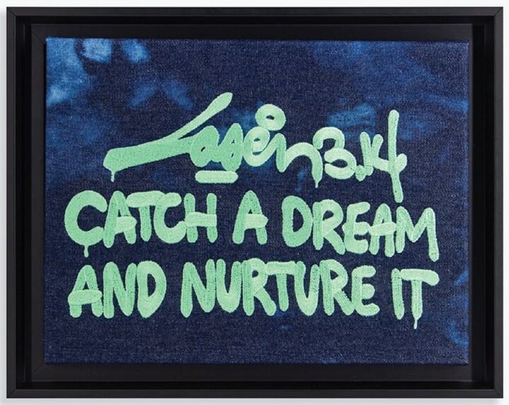 Arte tessile intitolato "Catch A Dream And N…" da Laser 3.14, Opera d'arte originale, Ricamo