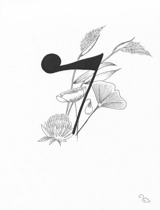 Dessin intitulée "Demi soupir" par La Souris, Œuvre d'art originale, Encre