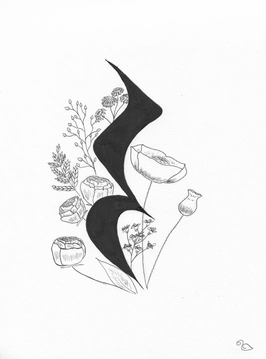 Dessin intitulée "Soupir" par La Souris, Œuvre d'art originale, Encre