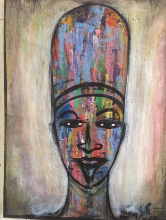 Painting titled "Visage" by Gass, Original Artwork, Acrylic