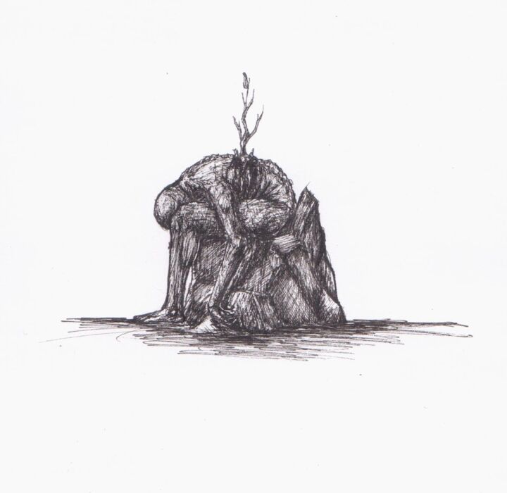 Dibujo titulada "Sprout" por Ivan Kuznetsov, Obra de arte original, Tinta