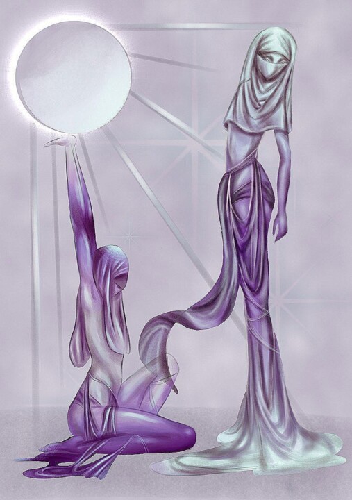 Peinture intitulée "Дух лунного сияния" par Lastayka Iun, Œuvre d'art originale, Peinture numérique